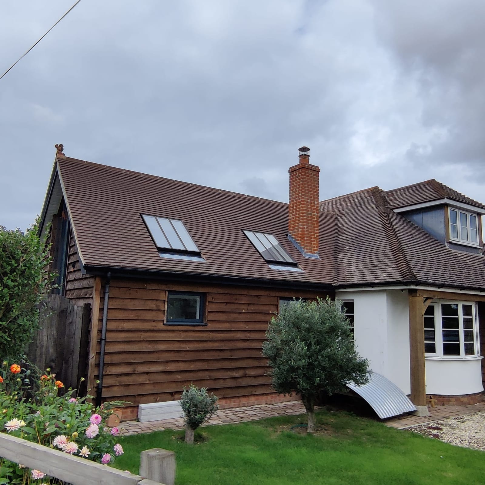Velux skylights fitted into a tiled roof
